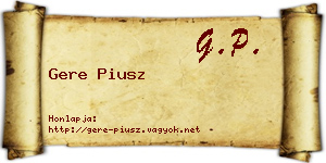 Gere Piusz névjegykártya